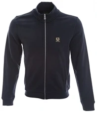 Mens Zip Through Cotton Loopback Jersey Sweatshirt M Dark Navy - Navy Blue