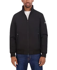 Men's Zip Up Windbreaker Bomber Jacket, Water and Wind Resistant, Black Midnight, S Men's Zip Up Windbreaker Bomber Jacket, Water and Wind Resistant, Black Midnight, S