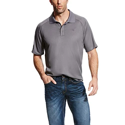 mens10032002Ac Mesh Venttek Polo Shirt Solid Short Sleeve Polo Shirt - Grey - Large