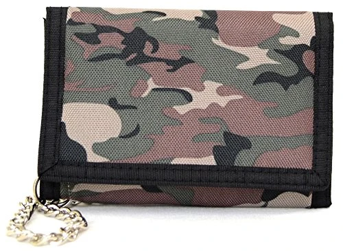 Mens/Boys Army Camouflage Wallet with Chain - Dark Army