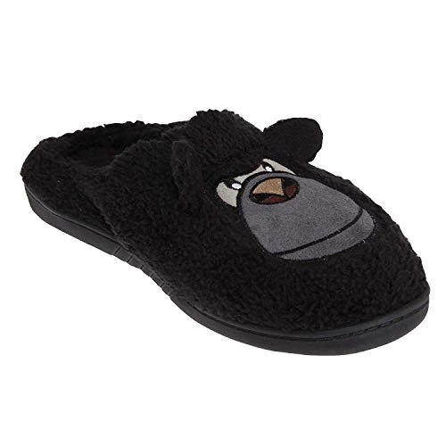 Mens/Boys Fleece Novelty Gorilla Embroidered Faux Fur Mule Slippers Mini Me Matching (7-8 UK, Mens G