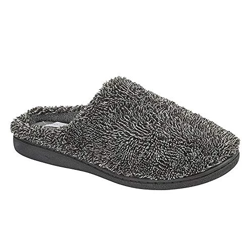 Mens/Boys Noah Lightweight Slip On Mule Slippers with Plush Velour Upper and Lining Grey 7 UK