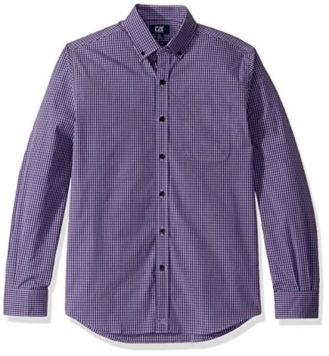 mensMCW00183Long Sleeve Anchor Gingham Button Up Shirt Long-Sleeve Button Down Shirt - Purple - S