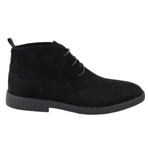 Mens's Chukka Desert Ankle Boots Lace Up Suede Shoes - Black 6 UK