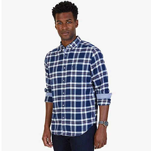 mensW73334Long Sleeve Plaid Cozy Flannel Button Down Shirt Patterned Opaque Long Sleeve Button Down 