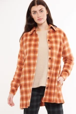 Meriam Check Shacket - Rust - Rust