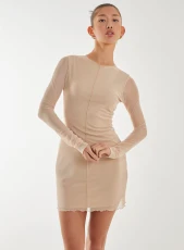 Mesh Bodycon Dress Nude Mesh Bodycon Dress Nude