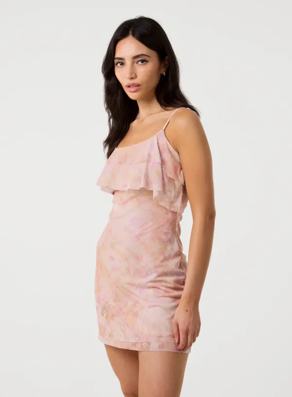 Mesh Mini Dress - L - LIGHT PINK