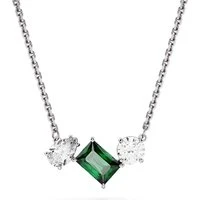 Mesmara Mixed Cuts Green Pendant Necklace