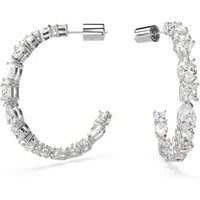 Mesmara Mixed Cuts Rhodium Hoop Earrings