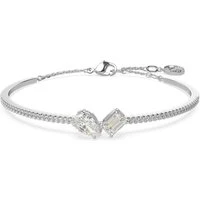 Mesmera White Mixed Cuts Rhodium Bangle