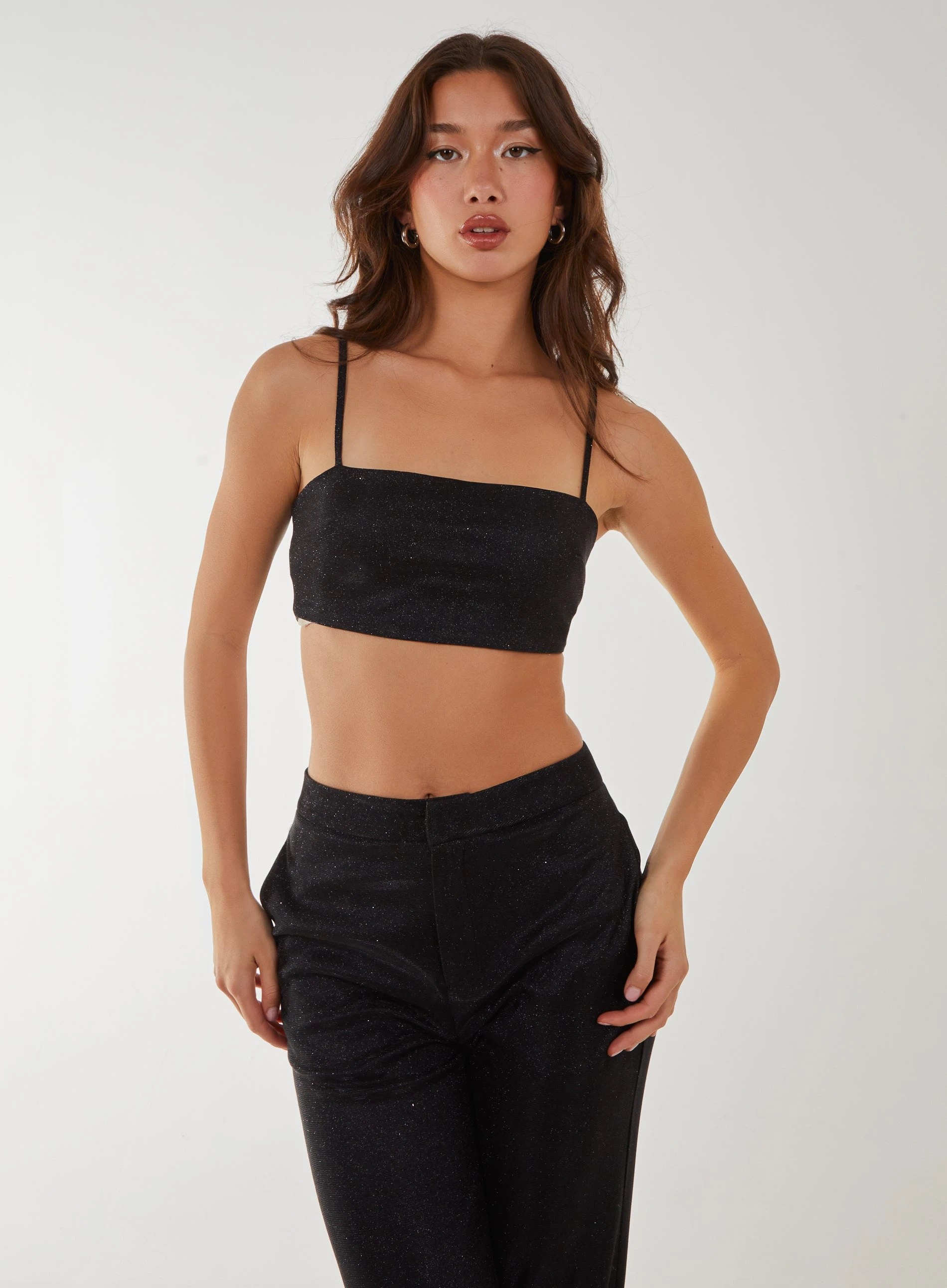 Metallic Crop Top  - 10  - Black