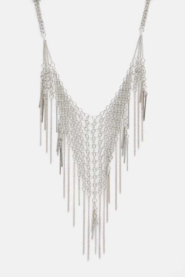 Metallic Mesh Necklace - Silver