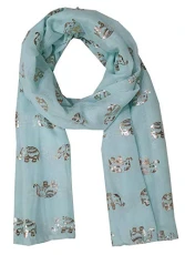 Metallic Rose Gold Beautiful Thai Elephant Print Women Scarf Shawl Scarves Wrap Beach Cover Gift (Mint)