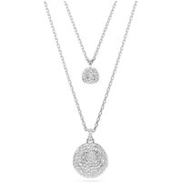 Meteora Rhodium White Pavé Layered Pendant Necklace - 38cm