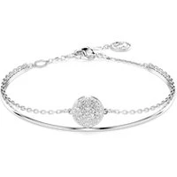 Meteora White Crystal Rhodium Plated Bangle