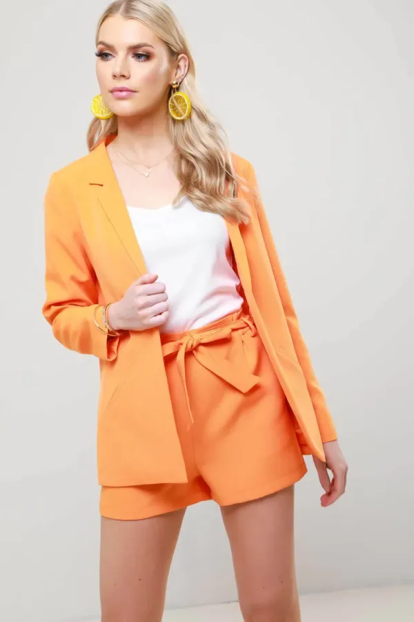 Mia Orange Paper Bag Tie Waist Co Ord Short Pack of ( : 1111)