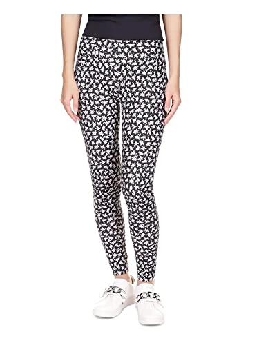 Michael Kors Womens Black Pocketed Logo Tab Floral Skinny Leggings UK Size: S
