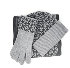 Michael Kors Women's Logo Scarf, Hat, Glove Set, Grey Michael Kors Women's Logo Scarf, Hat, Glove Set, Grey