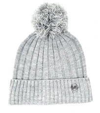 Michael Kors Women's Ribbed Pom Beanie, Grey, gray, 7 7/8 Michael Kors Women's Ribbed Pom Beanie, Grey, gray, 7 7/8