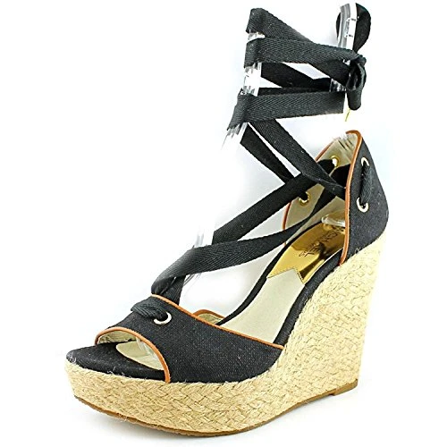 Michael Lilah Platform Wedge Sandals, Black, Size 10.0 US