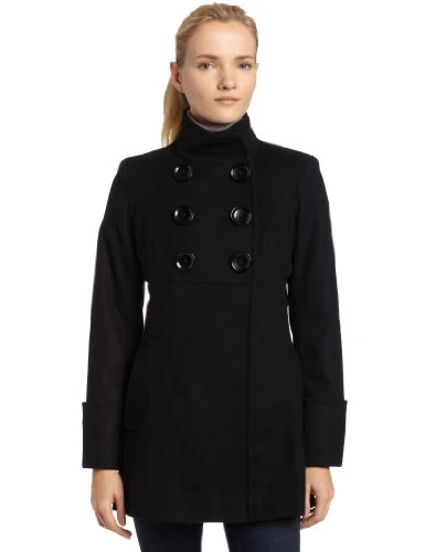 MICHAEL Michael Kors Women's Double Breasted Babydoll Coat - Black - 12