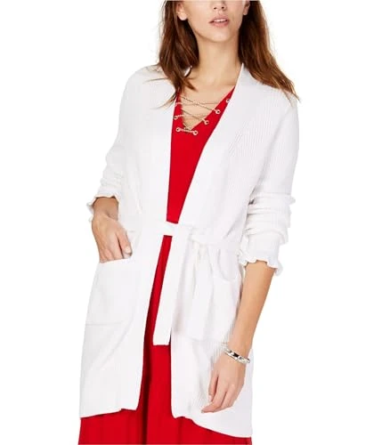 Michael  Ruffle-Sleeve Cardigan - White XL