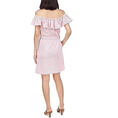 MICHAEL  Womens Belted Short Mini Dress, Grapefruit, XS