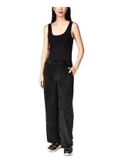 MICHAEL Womens Black Pocketed Pull-on Metallic Logo Straight Leg Pants UK Size: L MICHAEL Womens Black Pocketed Pull-on Metallic Logo Straight Leg Pants UK Size: L