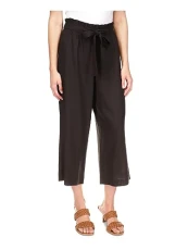 MICHAEL Womens Black Tie Pocketed Paperbag Waist Cropped Wide Leg High Waist Pants UK Size: M MICHAEL Womens Black Tie Pocketed Paperbag Waist Cropped Wide Leg High Waist Pants UK Size: M