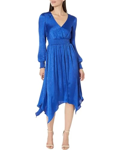 Michael  Women's Jacquard Zebra-Print Plisse Dress in Royal, Royal, XL