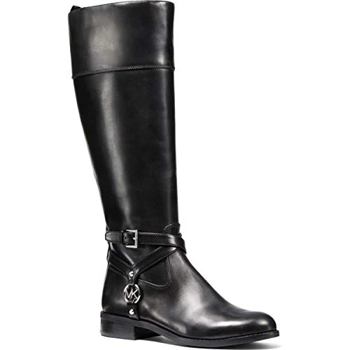 Michael  Womens Preston Leather Riding Boots Black US 5 Medium (B,M)