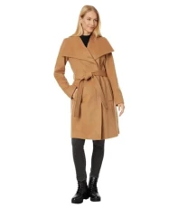Michael  Wool Belted Wrap Solid Camel Coat (XL), Camel, XL