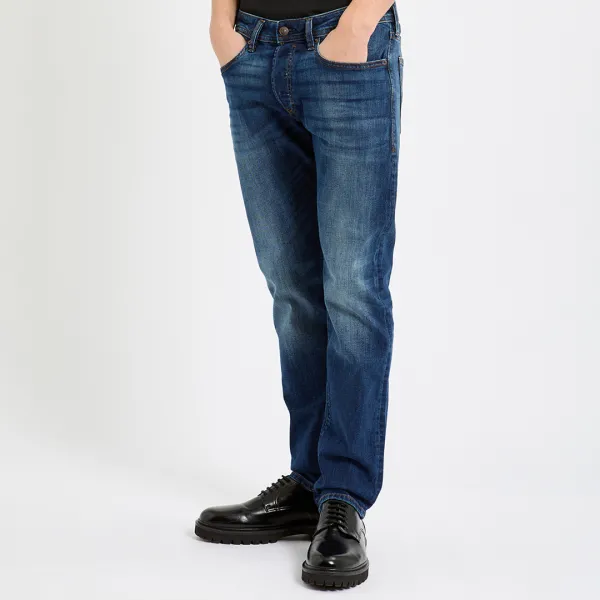 Mid Blue Buster-X Tapered Stretch Jeans - Blue