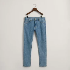 Mid Blue Distressed Slim Jeans