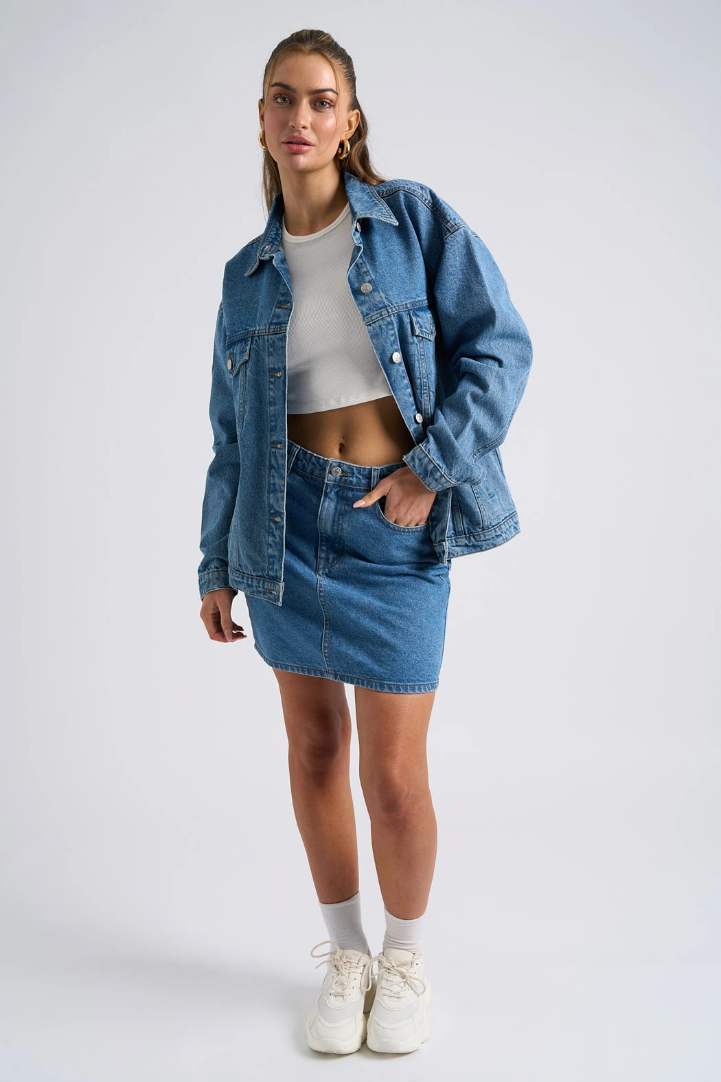 Mid Blue Mom Mini Skirt /