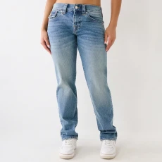 Mid Blue Ricki Relaxed Straight Leg Jean