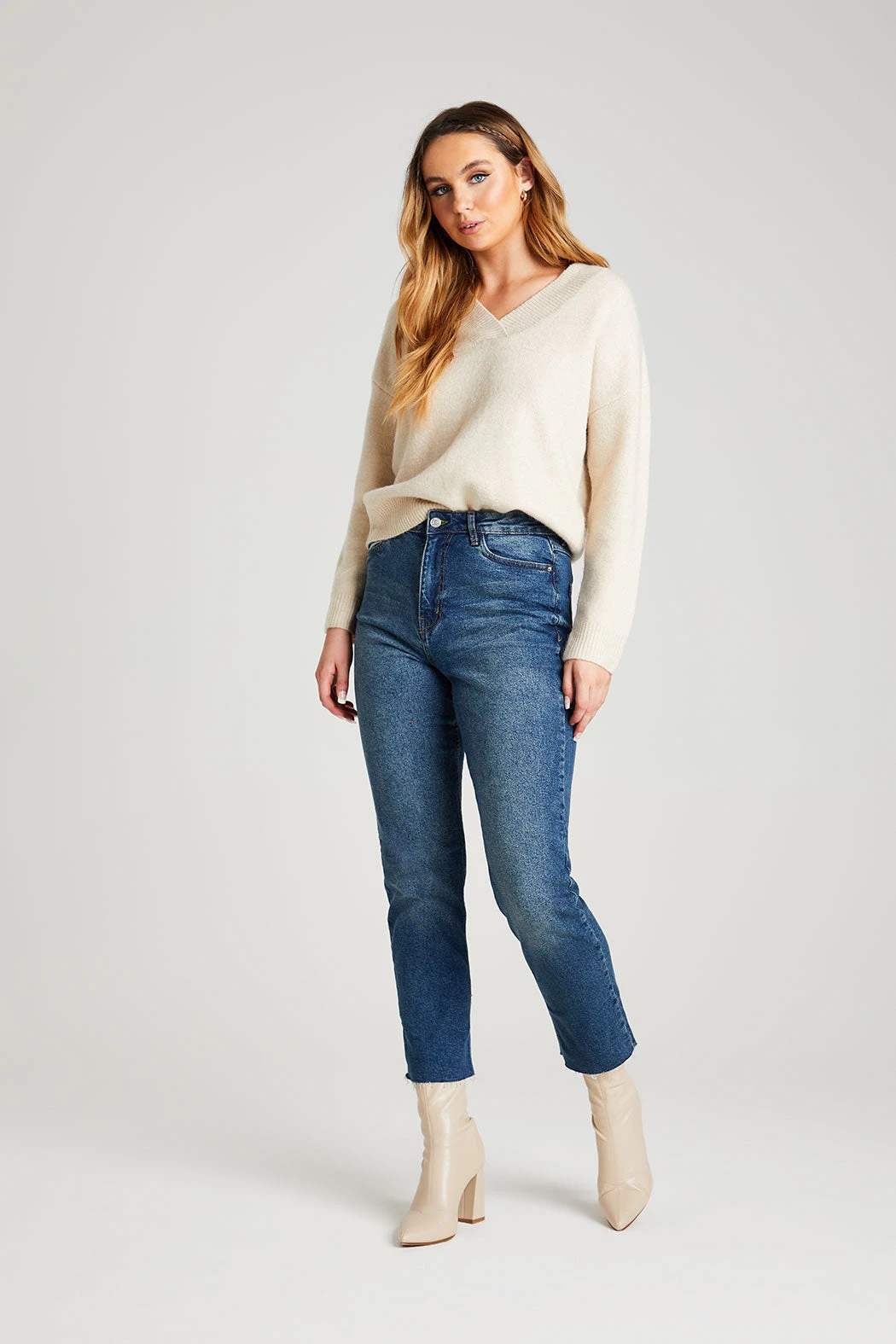 Mid Blue Tanya Straight Leg Jean /