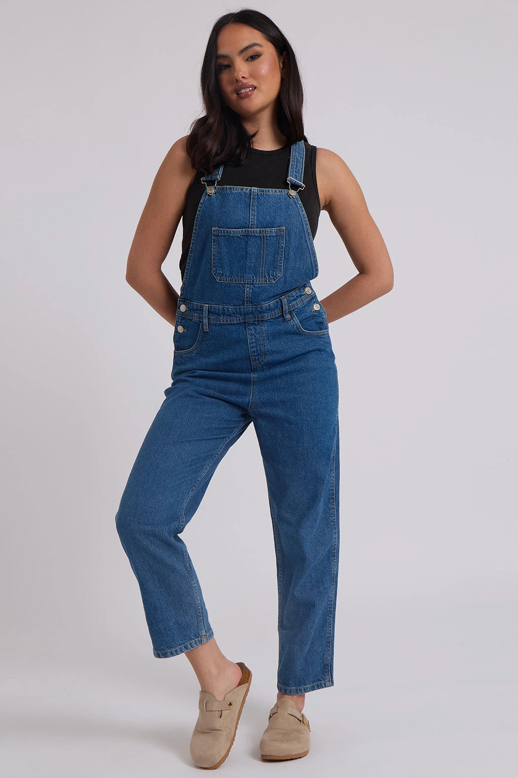 Mid Blue Traditional Long Dungaree /