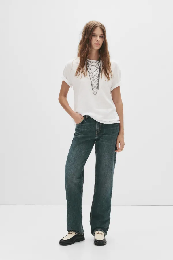 Mid-Rise Straight-Leg Jeans - Navy