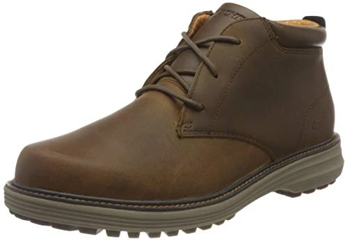 Mid Top Lace Up Boot, Men's Chukka, Dark Brown Leather, 6 UK (39.5 EU)