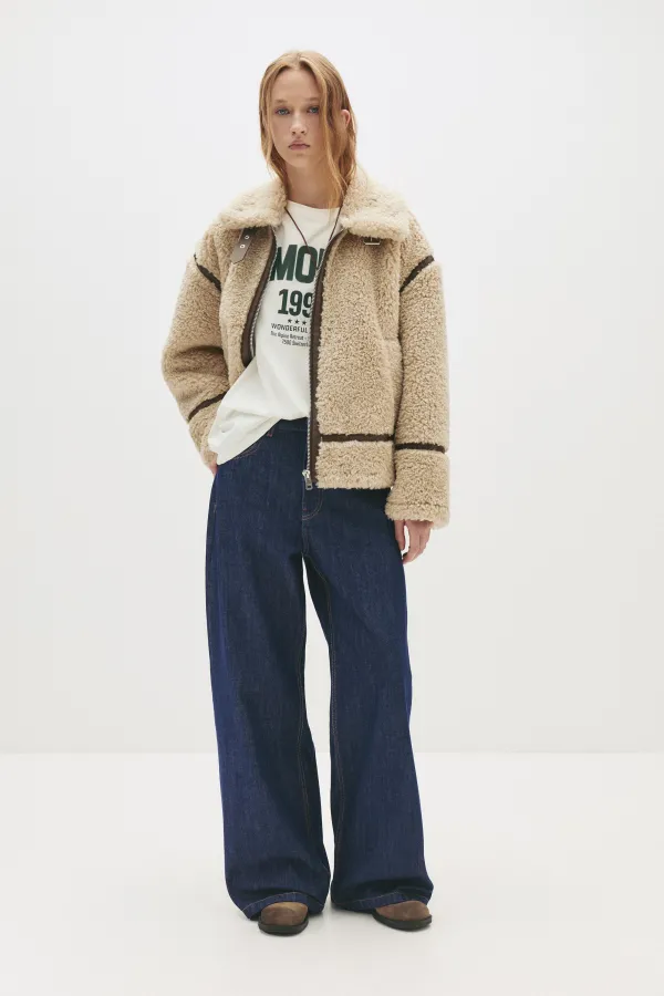 Mid-Waist Baggy Jeans - Navy