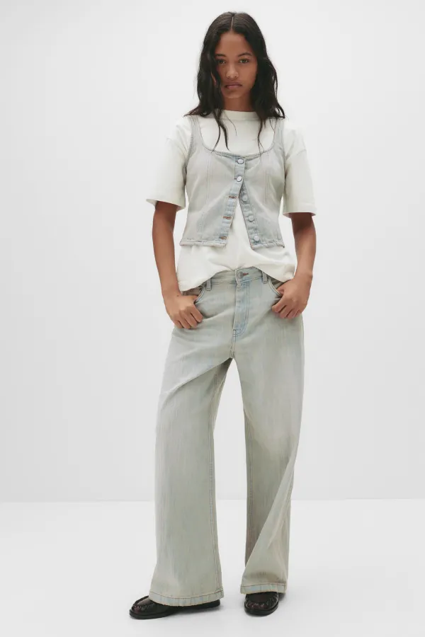 Mid-Waist Baggy Jeans - Pale blue