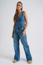 Mid Wash Wide Leg Jean  / 8