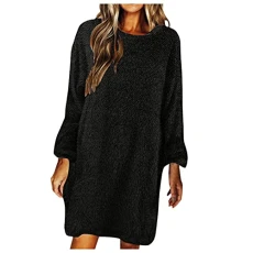 Midi Dress Bodycon Long Sleeve Plus Size Long Sleeve Plus Size Jumper Dress Top and Skirt Set Women Nursery Teacher Gifts Womens Winter Dresses Knit Dress for Christmas Black