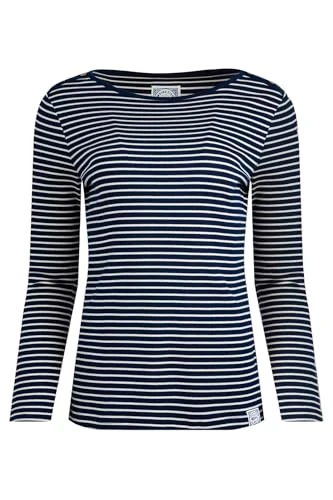 Mila Organic Cotton Striped Rib Jersey T-Shirt Navy Size 8