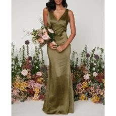 Military Olive Piper Maxi Bridesmaid Dress - Green