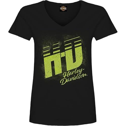 Military - Women's Black V-Neck Graphic T-Shirt - RAF Lakenheath | High Viz H-D Small