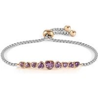 Milleluci Purple Crystal Hearts Bracelet - 14cm