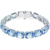 Millenia Rhodium Plated Blue Octagon Cut Crystal Bracelet